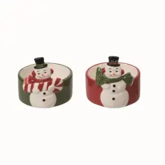 Transpac Dolomite Snowman Set of 2 Multicolored Charming Christmas Decor for Countertop Gifts