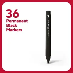 TRU RED Pen Permanent Markers Fine Tip Blk Dozen TR54533