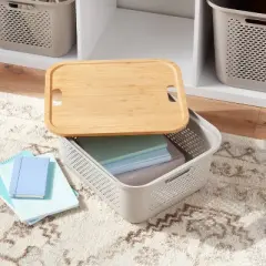 Bamboo Lid with Cutout Handles - Brightroom&trade;: Decorative Storage Bins, Natural Brown, 14.72" x 12.52", No Assembly Required