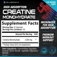 Creatine Monohydrate Capsules &ndash; Strength, Lean Muscle Growth & Workout Support - 60 Capsules;120 Capsules