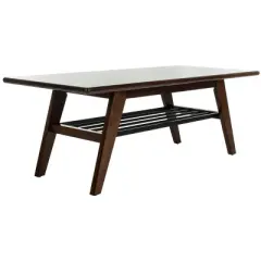 Seth 2 Tier Coffee Table - Walnut/Black Metal - Safavieh