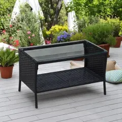 Outdoor Wicker Patio Set with Loveseat, Armchairs, and Tea Table - Water-Resistant Cushions & UV Protection