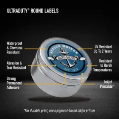 Avery UltraDuty GHS Labels, Waterproof, 3 Inch Round Labels, for Use with Pigment Inkjet Printers