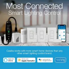 Lutron Cas&eacute;ta Wireless Smart Lighting Dimmer Switch Starter Kit with Cas&eacute;ta Smart Hub and Pico Bracket P-BDG-PKG1W-A