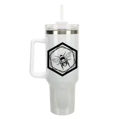 Elanze Designs Hexagon Honey Queen Bumble Bee 40 oz. Stainless Steel, Large Water Bottle Coffee Mug, Spill & Leak Resistant, Thermal Travel Tumbler