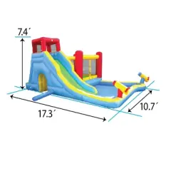 Pogo Bounce House Backyard Kids Home Water Park Inflatable Water Slide with Splash Pool