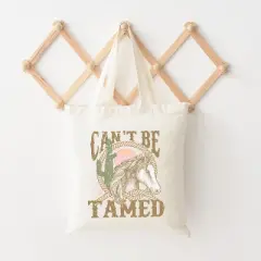 City Creek Prints Can't Be Tamed Rope Canvas Tote Bag - 15x16 - Natural