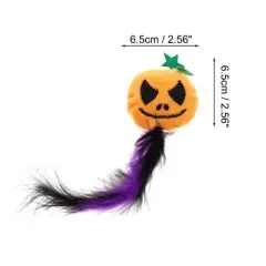 Unique Bargains Smirking Pumpkin Cat Teaser Toys with Feather Orange Purple 1 Pc