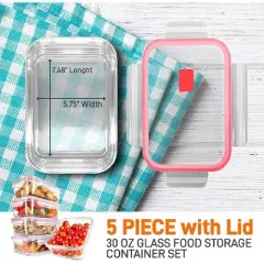 NutriChef 10-Piece High Borosilicate Glass Food Storage Containers Set (NCCLX5R9.5)