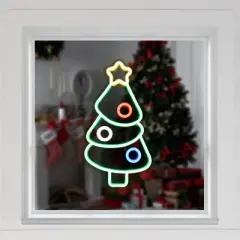 Northlight 15" LED Lighted Neon Style Christmas Tree Window Silhouette