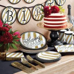24ct Dessert Plates Black/Gold/Cream