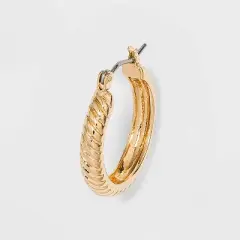 Multi Textured Hoop Trio Earring Set 3pc - A New Day&trade; Gold: Nickel-Free Metal, Hinge Closure, Lightweight Design