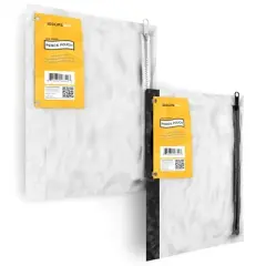 PVC Clear Zipper Pencil Pouch - Clear Window, Fits Standard 3-Ring Binder, 6.25 X 10 Inches, Assorted Colors (60 Packs)