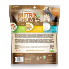 Nutri Chomps Dog Chews Mixed Flavor Braid Chicken, Peanut Butter and Milk Dog Treats - 10ct