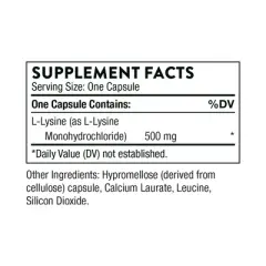 THORNE Lysine - Essential Amino Acid for Skin Health, Energy Production, and Immune Function* - 500 mg - 60 Capsules