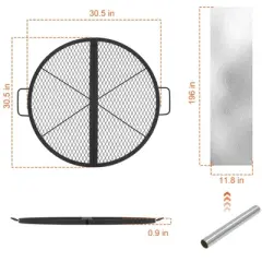 Fire Pit Cooking Grill Grate, X-Marks Fire Pit Grill Cooking Grate, Outdoor Campfire BBQ Grill, Heavy Duty Steel Campfire BBQ Grill