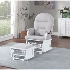 Suite Bebe Mason Glider & Ottoman - White/Woven Gray