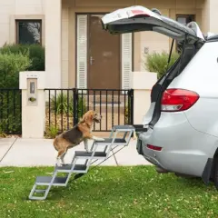 VEVOR Dog Stair for Cars, Wide 5-step Dog Car Steps, Folding Dog Car Ramp with Nonslip Surface, Portable Pet Steps Lightweight Aluminum