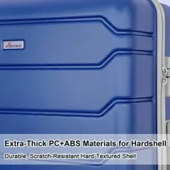 Romswi 3 Piece Luggage Set Carry-On 20 inch Suitcase Duffel Bag Toiletary Bag Travel Lightweight Hardside Luggage TSA Lock Cup Holder 360 Wheels Navy