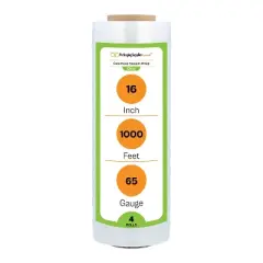 PSBM 16" x 1500' 4 Rolls Pallet Wrap Stretch Film Hand Shrink Wrap 1500 FT Cling Roll