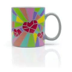 Toynk 2020 Sidewalk Chalk Inspired Mosaic Heart Ceramic Coffee Mug | Holds 16 Ounces