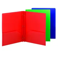 Smead Poly Two-Pocket Folder with Tang Style Fasteners, Letter Size, 3 per Pack