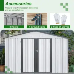 Outdoor Storage Sheds, Metal Outside Garden Storage Shed With Lockable Door, Spacious Waterproof Roof Design, Utility Tool Storage Shed