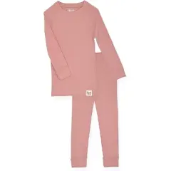 Sleep On It 100% Organic Cotton 4Pc Ribbed Knit Snug Fit Pajama Set - Pink/Gray