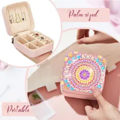 1pc/4pcs Diamond Pictures Jewelry Organizer, Portable DIY Mandala Storage Box, Ring Necklace Bracelet Organizer Case, PU Leather Diamond Art Box 4pcs