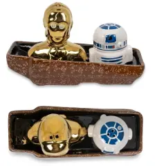 Seven20 Star Wars C-3PO and R2-D2 Ceramic Shaker Set with Sandcrawler Display Tray