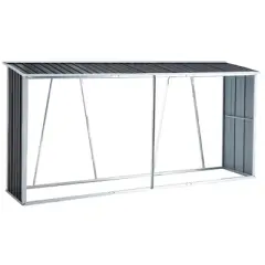 Firewood Rack with Sloping Roof Weather-Resistant Firewood Storage Shed Galvanized Steel Log Holder Outdoor Storage Shed Open Woodshed