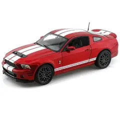2013 Ford Shelby Mustang GT500 Metallic Red with White Stripes 1/18 Diecast Model Car by Shelby Collectibles