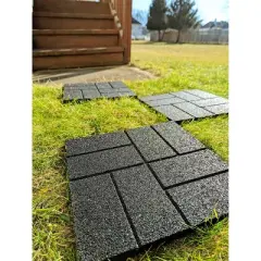 Flexon Rubber Dual Sided Decorative Lawn and Garden Stepping Stone - Set of 3