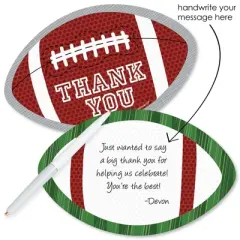 Big Dot of Happiness End Zone - Football - Shaped Thank You Cards - Baby Shower or Birthday Party Thank You Note Cards with Envelopes - Set of 12