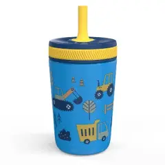 Zak Designs 12 fl oz Stainless Steel Vacuum Insulated Kelso Straw Tumbler: Kids & Toddler Sippy Cup, Dishwasher-Safe