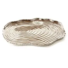 Jiallo Botanic Collection Titanium Porcelain tree bark tray 16 x 10" Silver