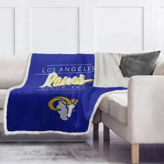 NFL Los Angeles Rams Legacy Script Sherpa Flannel Fleece Blanket