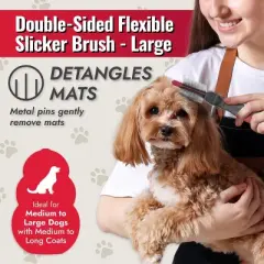KONG Double-Sided Flexible Slicker Deshedding and Detangling Dog Grooming Brush