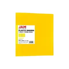 JAM Paper 1" 3-Ring Flexible Poly Binder Yellow (PB75239YE)