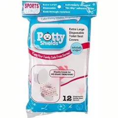 Potty Shields Disposable Toilet Seat Covers for All Ages 12 Pack - Protect From Public Toilets - XL, Waterproof,  Individually Wrapped - Blue/Science