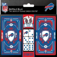 MasterPieces Officially Licensed NFL Buffalo Bills 2-Pack Playing cards & Dice set for Adults