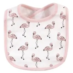 Hudson Baby Infant Girl Cotton Bib and Headband Set 5pk, Painted Flamingo, One Size