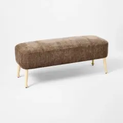 Corallina Upholstered Wooden Bench Natural Wood/Dark Brown - Threshold&trade; designed with Studio McGee