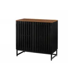 LIVAREEmlen Baker's Racks with Slatted Grille Striped Door, Modern Style Cabinet, High-Quality MDF and Metal Leg