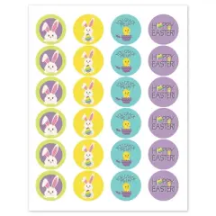 Big Dot of Happiness Hippity Hoppity - Assorted Easter Bunny Party Circle Sticker Labels - 24 Count