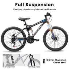 VAISP 24-Inch Mountain Bike for Adults & Teens, 21-Speed Disc Brakes, Durable Frame &ndash; Unisex MTB for Commuting, Trail & Travel (Includes Tool Kit)