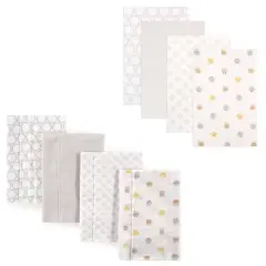 Luvable Friends Unisex Baby Cotton Flannel Burp Cloths and Receiving Blankets, 8-Piece, Owl, One Size