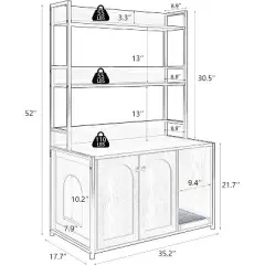 Cat Litter Box Enclosure Furniture, Hidden Litter Box with Scratch Pad Wooden Cat Bathroom Storage with 2 Doors and Shelf Cat Cabinet