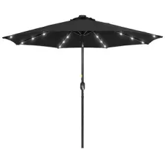 Sonkuki 9ft LED Round Outdoor Patio Market Umbrella w/Aluminum Pole and 8 Sturdy Ribs