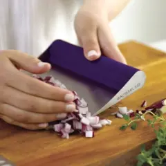 Rachael Ray Stainless Steel Bench Scrape - Purple: Kitchen Food Scraper with Soft-Grip Handle, Dishwasher-Safe